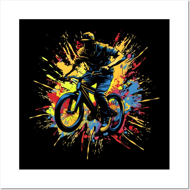 BMX Bike rider Paint splatter Style Design Wall Art by FelippaFelder